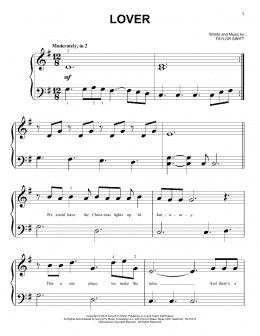 page one of Lover (Big Note Piano)