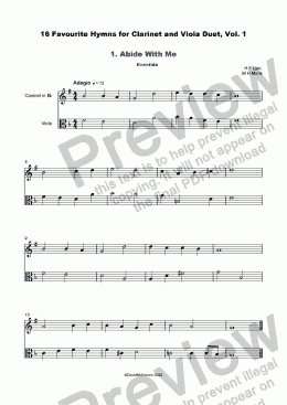 page one of 16 Favourite Hymns Vol.1 for Clarinet and Viola Duet