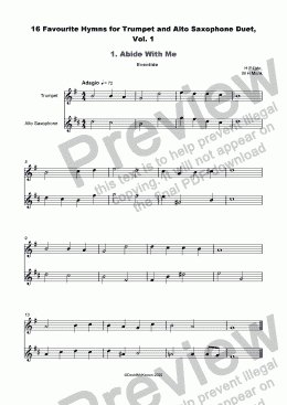 page one of 16 Favourite Hymns Vol.1 for Trumpet and Alto Saxophone  Duet