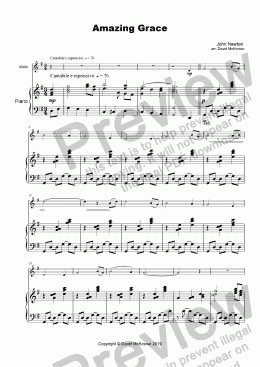 page one of Amazing Grace, Concert Solo for Violin and Piano