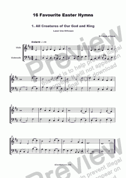 page one of 16 Favourite Easter Hymns for Violin and Clarinet Duet