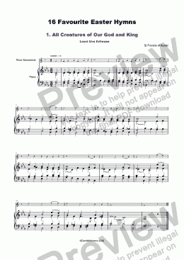 page one of 16 Favourite Easter Hymns for solo Tenor Saxophone and Piano