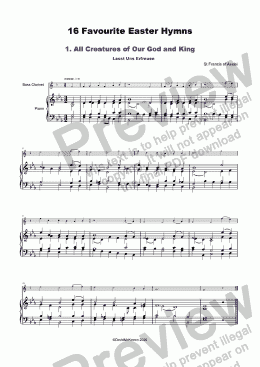 page one of 16 Favourite Easter Hymns for solo Bass Clarinet and Piano