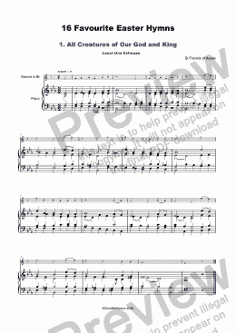 page one of 16 Favourite Easter Hymns for solo Clarinet and Piano
