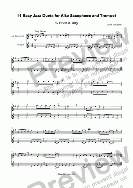 page one of 11 Easy Jazz Duets for Alto Saxophone and Trumpet