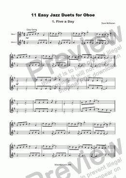 page one of 11 Easy Jazz Duets for Oboe