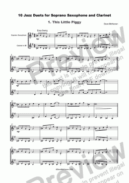 page one of 10 Jazz Duets for Soprano Saxophone and Clarinet