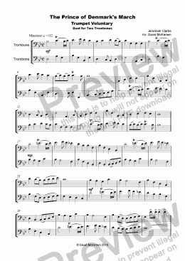 page one of Trumpet Voluntary, (Prince of Denmark's March), for Trombone Duet