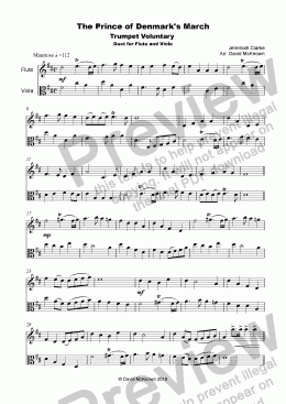 page one of Trumpet Voluntary, (Prince of Denmark's March), for Flute and Viola Duet
