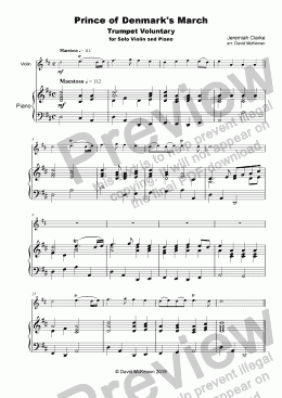 page one of Trumpet Voluntary, (Prince of Denmark's March), for solo Violin and Piano