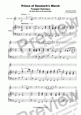 page one of Trumpet Voluntary, (Prince of Denmark's March), for solo Horn in E flat and Piano