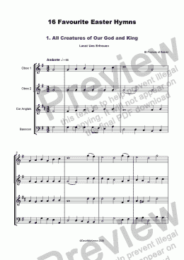 page one of 16 Favourite Easter Hymns for Double Reed Quartet, two Oboes, Cor Anglais and Bassoon