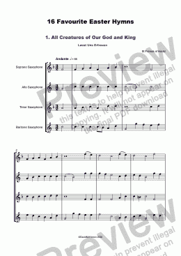 page one of 16 Favourite Easter Hymns for Saxophone Quartet SATB, Soprano, Alto, Tenor and Baritone Saxophones