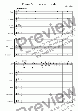page one of Theme, Variations and Finale for Solo Violin and Orchestra