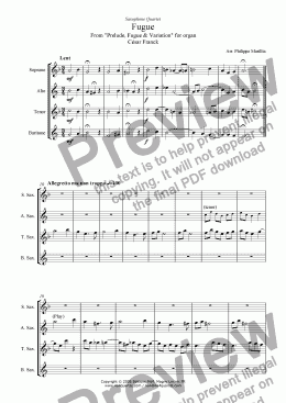page one of Cesar Franck - Fugue (Sax Quartet)