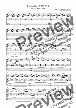 page one of Praeludium BWV 924 - arr. for Church Organ