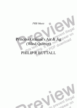 page one of Princess Grainne’s Air & Jig (Wind Quintet)