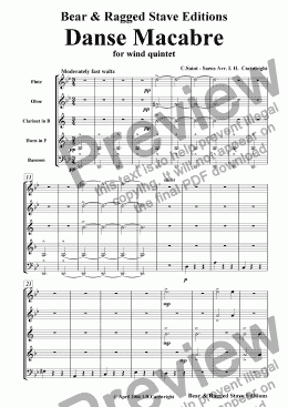 page one of Danse Macabre for wind quintet