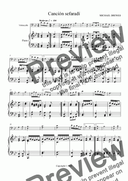 page one of Cancion sefaradi [Sephardic Song] for Violoncello (or Viola or Violin) and Piano