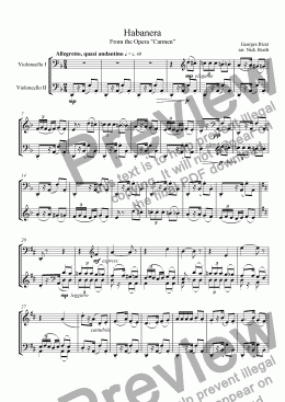 page one of Habanera from Carmen [Cello Duo]