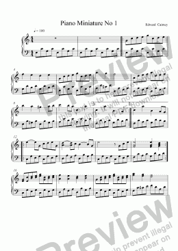 page one of Piano Miniature No.1(easier version)