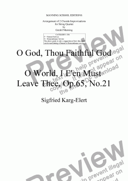 page one of KARG-ELERT, S. - Two Chorale Improvisations, Op. 65, No's 50 & 21 - arr. for String Quartet by Gerald Manning