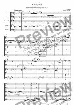 page one of Wind Quintet No. 2 (arrangement of Beethoven’s piano sonata Op 79)