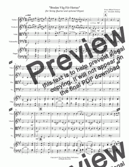 page one of Breden Väg För Herran (for String Quartet and optional Organ)