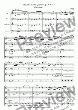 page one of Wind Quartet (arrangement of Haydn’s String Quartet Op. 20 No. 5)