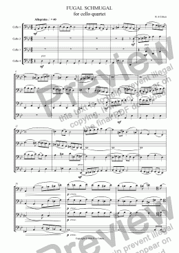 page one of FUGAL SCHMUGAL - fugue for cello quartet