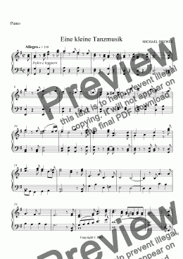 page one of Eine kleine Tanzmusik [A Little Dance Music], Piano Reduction