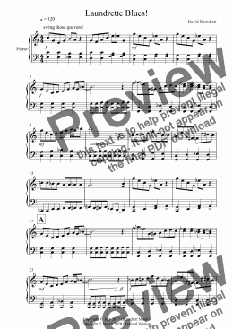 page one of Laundrette Blues! for Piano Solo