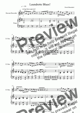 page one of Laundrette Blues! for Recorder and Piano