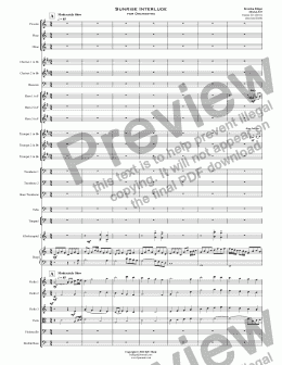 page one of Sunrise Interlude  for Orchestra