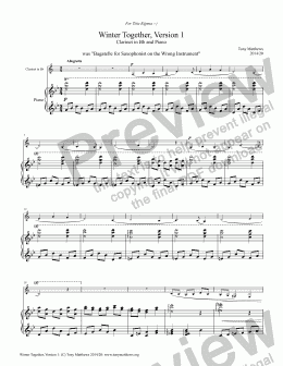 page one of Winter Together, Version 1 (Clarinet in Bb and Piano)
