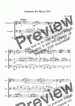 page one of Andante for Brass Trio
