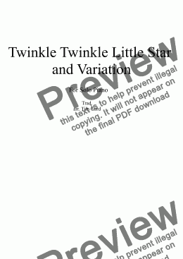 page one of Twinkle Twinkle Little Star and Variation for Piano