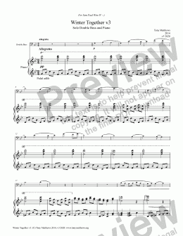page one of Winter Together, Version 3 (Double-Bass (Cello) and Piano)