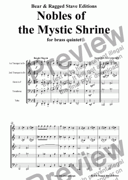 page one of March - Nobles of the Mystic shrine for brass quintet