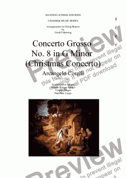 page one of CORELLI, A. - Concerto Grosso No. 8 in G Minor (Christmas Concerto) - arr. for String Quartet by Gerald Manning
