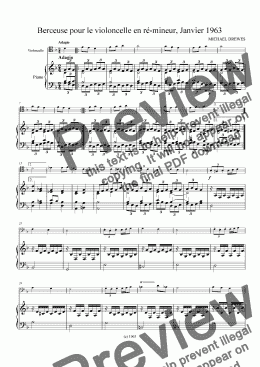 page one of Berceuse pour le violoncelle en re-mineur, Janvier 1963