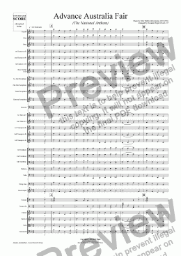 page one of Advance Australia Fair (The National Anthem) - Concert Band with optional strings