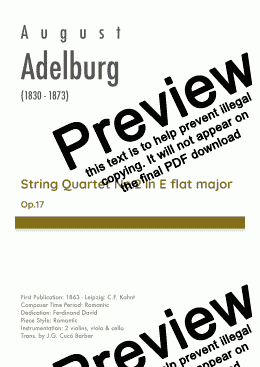 page one of Adelburg - String Quartet No.2 in E flat major