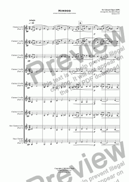 page one of Nimrod (from The Enigma Variations) - Clarinet Choir (Septet)