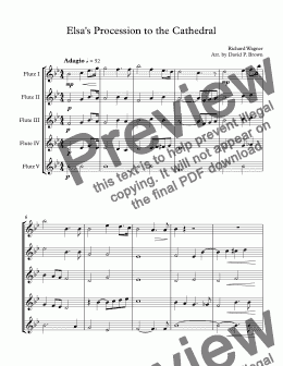 page one of Elsa's Procession to the Cathedral for Flute Quintet