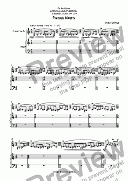 page one of Praying Mantis (Clarinet & Pno)