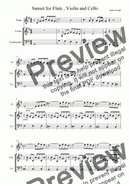 page one of Sunset for Flute , Violin and Cello