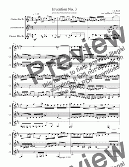 page one of Invention No. 3 for Clarinet Trio