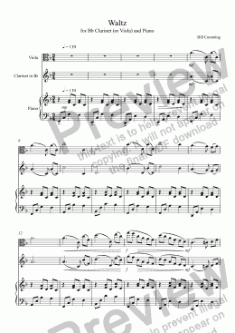 page one of "Waltz" for Bb Clarinet (or Viola) and Piano