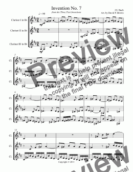 page one of Invention No. 7 for Clarinet Trio